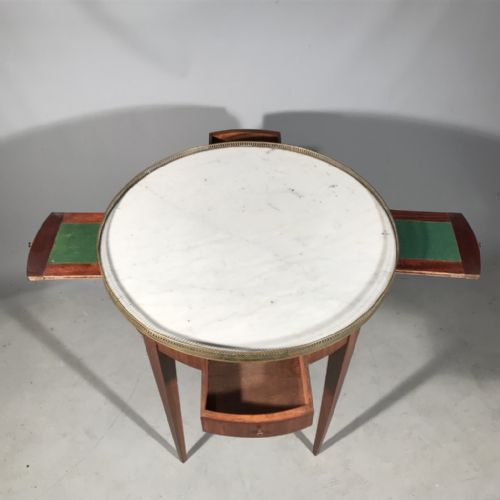 FRENCH MAHOGANY BOUILLOTTE TABLE WITH MARBLE TOP - ADDITIONAL PHOTO 3