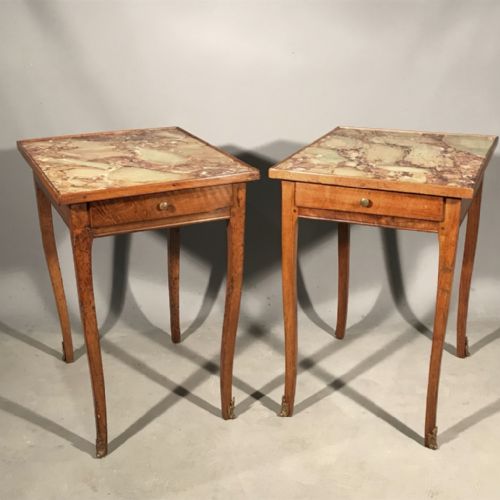 pair of french sofa end tables with faux marble - CATEGORY: ANTIQUE TABLES - DATED 1880