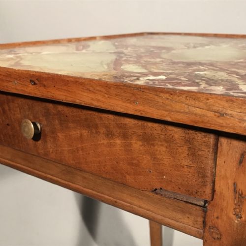 PAIR OF FRENCH SOFA END TABLES WITH FAUX MARBLE - ADDITIONAL PHOTO 1