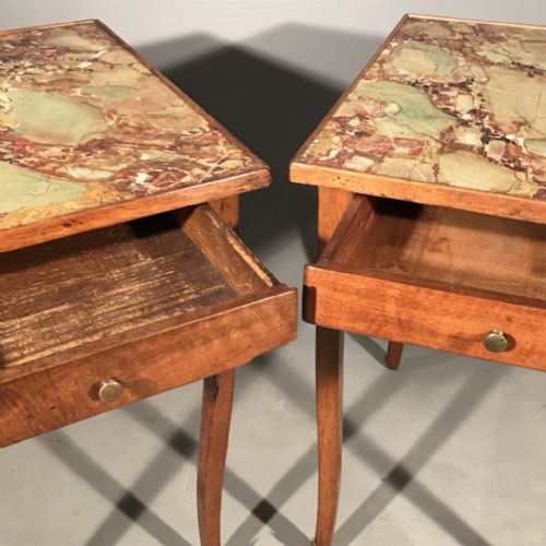 PAIR OF FRENCH SOFA END TABLES WITH FAUX MARBLE - ADDITIONAL PHOTO 4