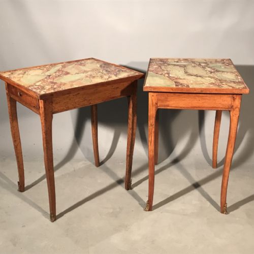 PAIR OF FRENCH SOFA END TABLES WITH FAUX MARBLE - ADDITIONAL PHOTO 5