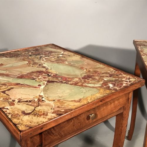 PAIR OF FRENCH SOFA END TABLES WITH FAUX MARBLE - ADDITIONAL PHOTO 6