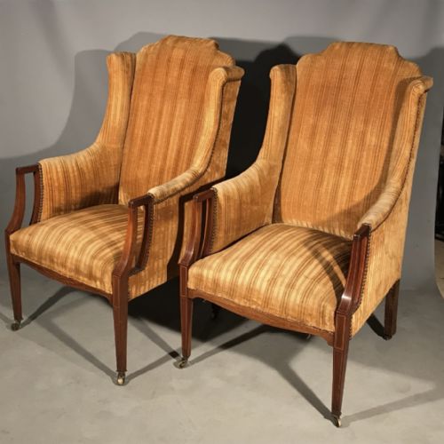 quality pair of wing back armchairs - CATEGORY: ANTIQUE CHAIRS - DATED 1900