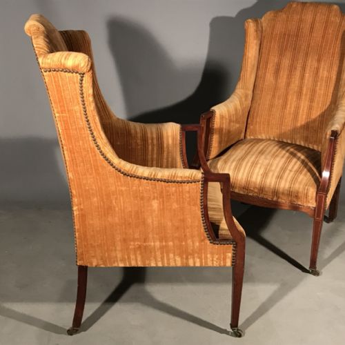 QUALITY PAIR OF WING BACK ARMCHAIRS - ADDITIONAL PHOTO 2