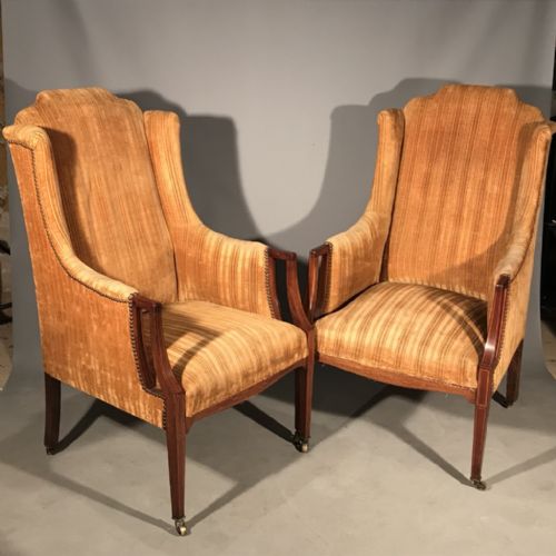 QUALITY PAIR OF WING BACK ARMCHAIRS - ADDITIONAL PHOTO 4