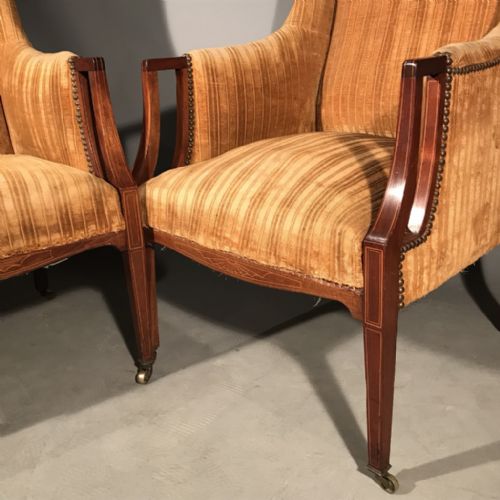 QUALITY PAIR OF WING BACK ARMCHAIRS - ADDITIONAL PHOTO 5
