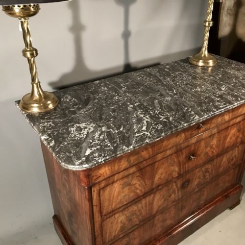 FRENCH C19TH MAHOGANY COMMODE CHEST OF DRAWERS - ADDITIONAL PHOTO 5