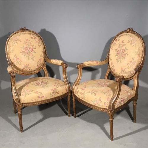 pair of c19th gilt armchairs - CATEGORY: ANTIQUE CHAIRS - DATED 1880