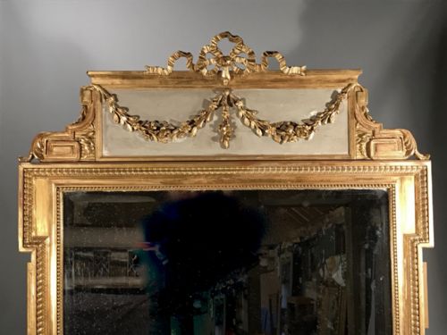 LARGE FRENCH PAINT B GILT MIRROR - ADDITIONAL PHOTO 1