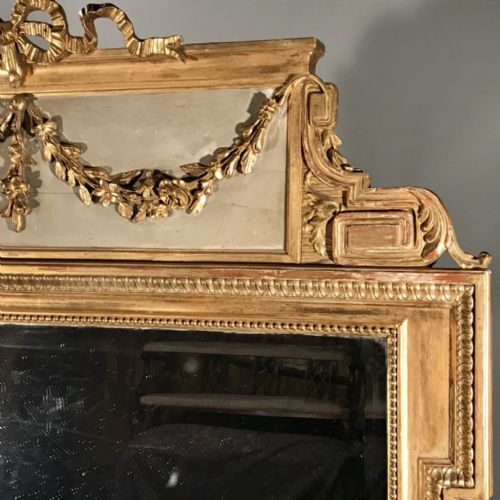 LARGE FRENCH PAINT B GILT MIRROR - ADDITIONAL PHOTO 2