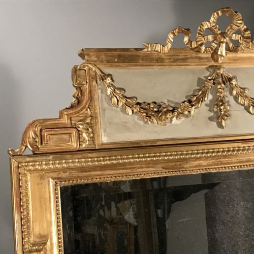 LARGE FRENCH PAINT B GILT MIRROR - ADDITIONAL PHOTO 3