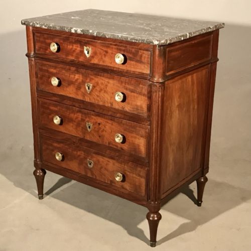 SMALL C19TH FRENCH MARBLE TOP COMMODE CHEST - ADDITIONAL PHOTO 1