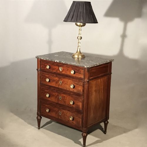 SMALL C19TH FRENCH MARBLE TOP COMMODE CHEST - ADDITIONAL PHOTO 2