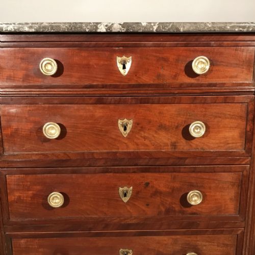 SMALL C19TH FRENCH MARBLE TOP COMMODE CHEST - ADDITIONAL PHOTO 3