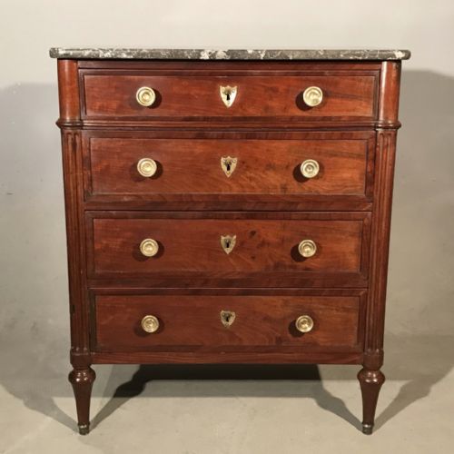 SMALL C19TH FRENCH MARBLE TOP COMMODE CHEST - ADDITIONAL PHOTO 4