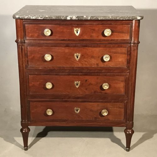 SMALL C19TH FRENCH MARBLE TOP COMMODE CHEST - ADDITIONAL PHOTO 6
