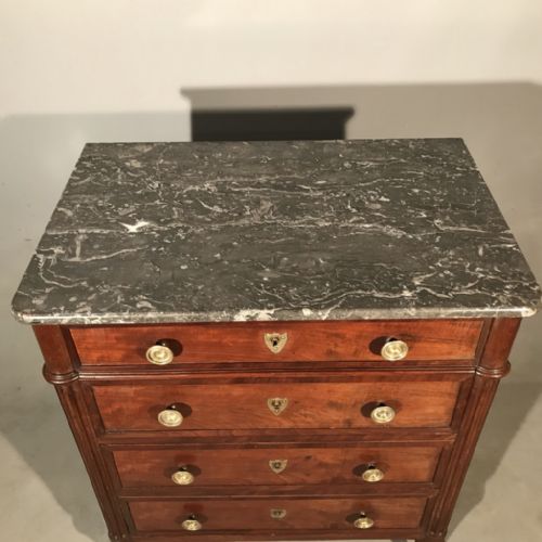 SMALL C19TH FRENCH MARBLE TOP COMMODE CHEST - ADDITIONAL PHOTO 8