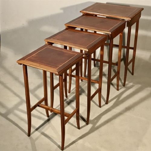 LARGE NEST OF FOUR MAHOGANY TABLES - ADDITIONAL PHOTO 4