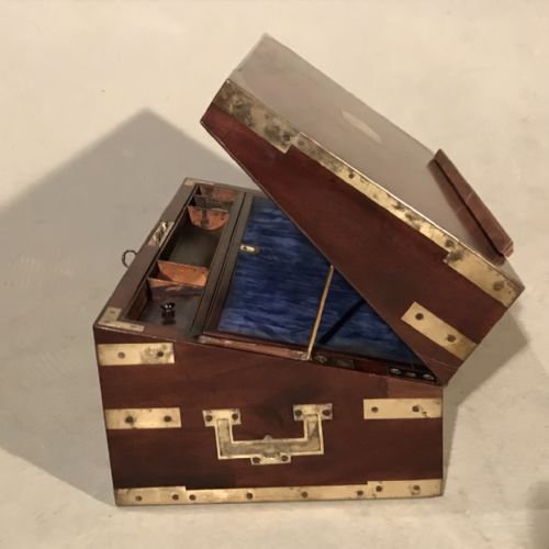 georgian brass bound writing box with baton - CATEGORY: ANTIQUE BOXES - DATED 1800