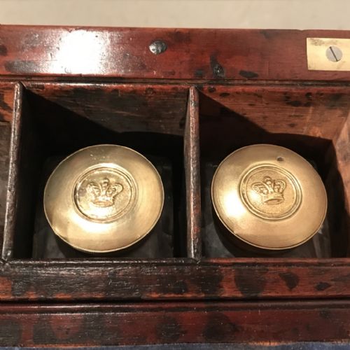 GEORGIAN BRASS BOUND WRITING BOX WITH BATON - ADDITIONAL PHOTO 4