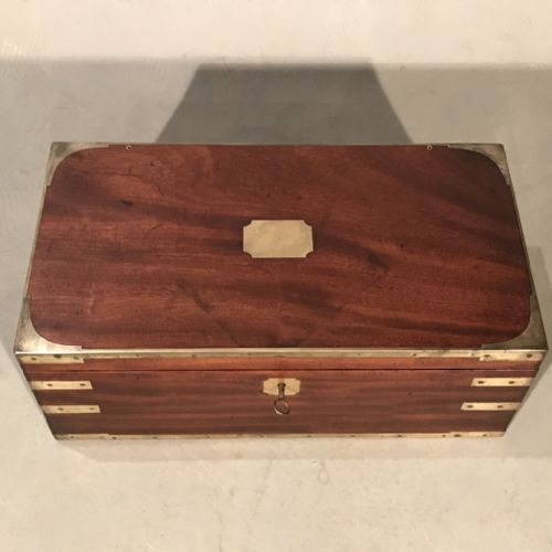 GEORGIAN BRASS BOUND WRITING BOX WITH BATON - ADDITIONAL PHOTO 5