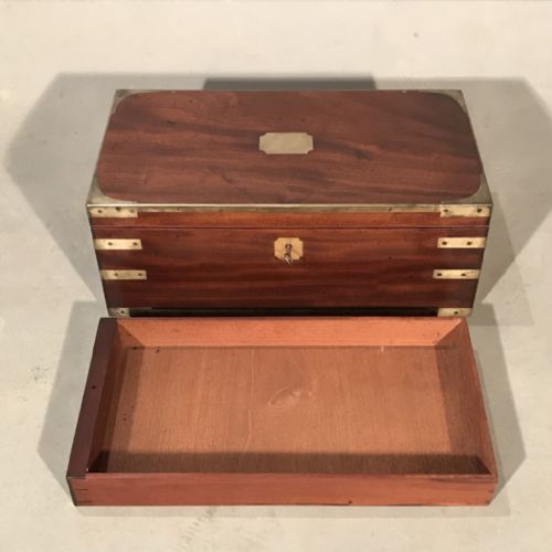 GEORGIAN BRASS BOUND WRITING BOX WITH BATON - ADDITIONAL PHOTO 6
