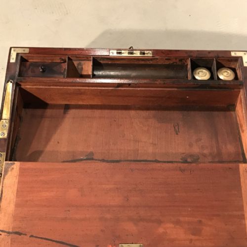 GEORGIAN BRASS BOUND WRITING BOX WITH BATON - ADDITIONAL PHOTO 7