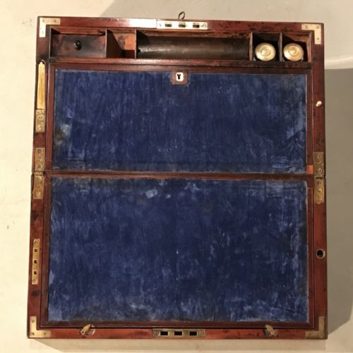 GEORGIAN BRASS BOUND WRITING BOX WITH BATON - ADDITIONAL PHOTO 9