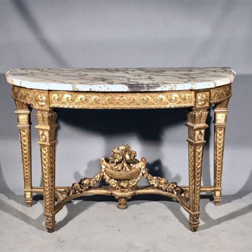 LARGE C19TH FRENCH GILT CONSOLE TABLE - ADDITIONAL PHOTO 4