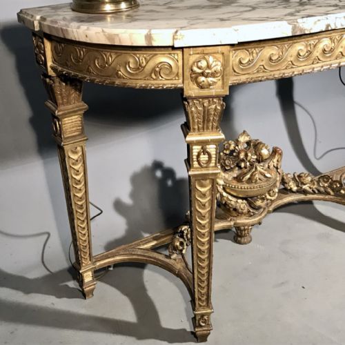 LARGE C19TH FRENCH GILT CONSOLE TABLE - ADDITIONAL PHOTO 5