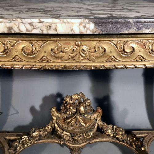 LARGE C19TH FRENCH GILT CONSOLE TABLE - ADDITIONAL PHOTO 7