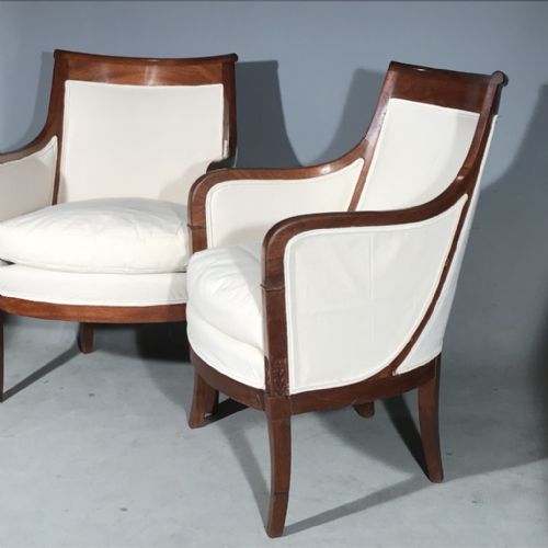 SUPERB PAIR OF FRENCH EMPIRE TUB ARMCHAIRS NEWLY UPHOLSTERED - ADDITIONAL PHOTO 8