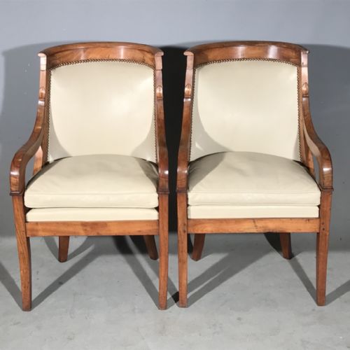 SUPERB PAIR OF FRENCH EMPIRE ARMCHAIRS IN LEATHER - ADDITIONAL PHOTO 2