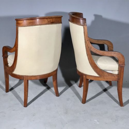 SUPERB PAIR OF FRENCH EMPIRE ARMCHAIRS IN LEATHER - ADDITIONAL PHOTO 1