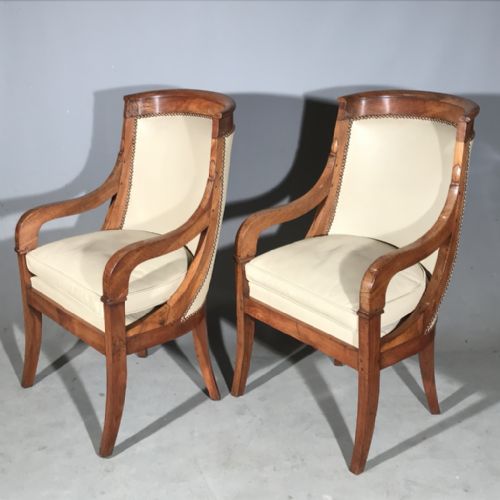 SUPERB PAIR OF FRENCH EMPIRE ARMCHAIRS IN LEATHER - ADDITIONAL PHOTO 4