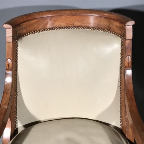 SUPERB PAIR OF FRENCH EMPIRE ARMCHAIRS IN LEATHER - ADDITIONAL PHOTO 5
