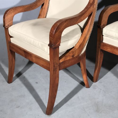 SUPERB PAIR OF FRENCH EMPIRE ARMCHAIRS IN LEATHER - ADDITIONAL PHOTO 6