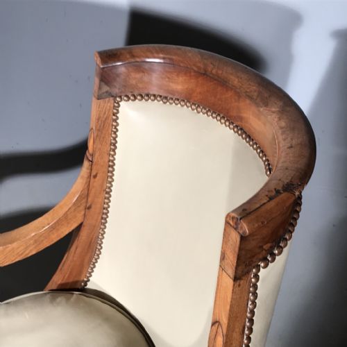 SUPERB PAIR OF FRENCH EMPIRE ARMCHAIRS IN LEATHER - ADDITIONAL PHOTO 7