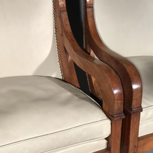 SUPERB PAIR OF FRENCH EMPIRE ARMCHAIRS IN LEATHER - ADDITIONAL PHOTO 9
