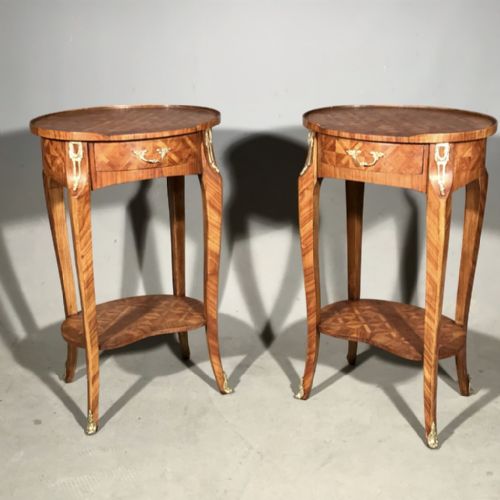 quality pair of oval parquetry side tables - CATEGORY: ANTIQUE TABLES - DATED 1920