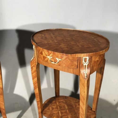 QUALITY PAIR OF OVAL PARQUETRY SIDE TABLES - ADDITIONAL PHOTO 1