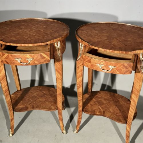 QUALITY PAIR OF OVAL PARQUETRY SIDE TABLES - ADDITIONAL PHOTO 2