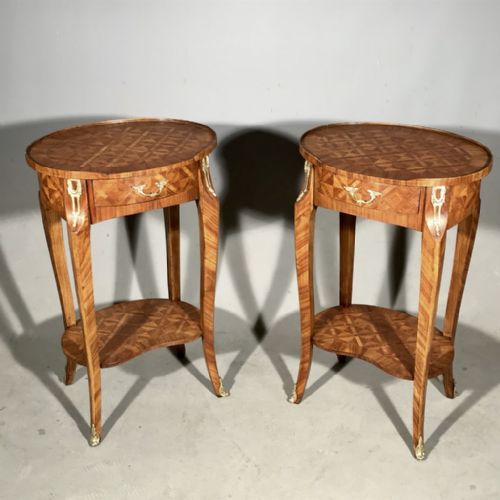 QUALITY PAIR OF OVAL PARQUETRY SIDE TABLES - ADDITIONAL PHOTO 3