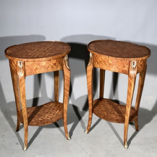 QUALITY PAIR OF OVAL PARQUETRY SIDE TABLES - ADDITIONAL PHOTO 5