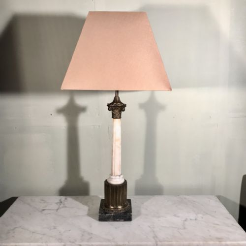 marble column corinthian style lamp - CATEGORY: ANTIQUE LIGHTING - DATED 1920