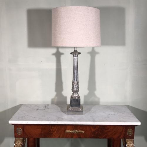 nickel plated corinthian column lamp - CATEGORY: ANTIQUE LIGHTING - DATED 1920