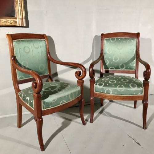 pair of french empire open armchairs - CATEGORY: ANTIQUE CHAIRS - DATED 1880