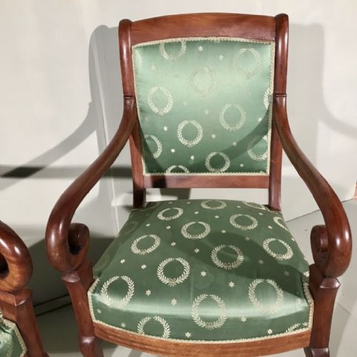 PAIR OF FRENCH EMPIRE OPEN ARMCHAIRS - ADDITIONAL PHOTO 4