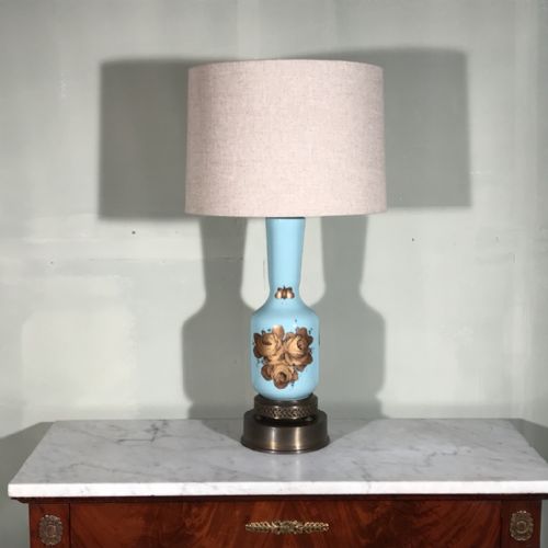teal blue and gilt ceramic lamp - CATEGORY: ANTIQUE LIGHTING - DATED 1920
