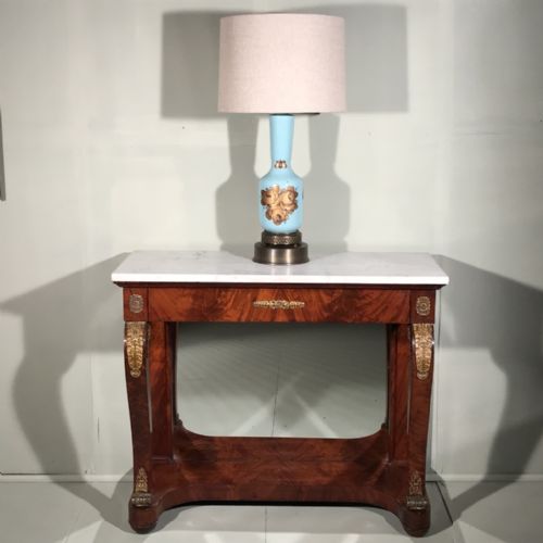 TEAL BLUE AND GILT CERAMIC LAMP - ADDITIONAL PHOTO 1